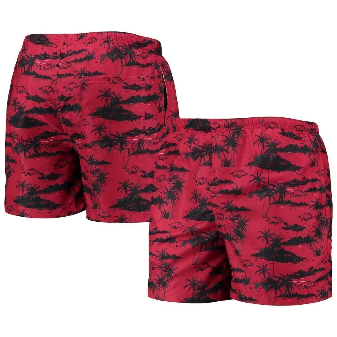 FOCO Men's Cardinal Arkansas Razorbacks Island Palm Swim Trunks 3 FOCO Men's Cardinal Arkansas Razorbacks Island Palm Swim Trunks
