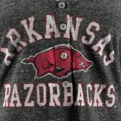 Original Retro Brand Women's Black Arkansas Razorbacks Relaxed Henley V-Neck Tri-Blend Tank Top -Deals Arizona Wildcats Store DSCO1136750286 1007 ALT2
