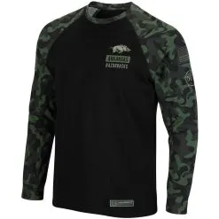 Colosseum Men's Black Arkansas Razorbacks OHT Military Appreciation Camo Raglan Long Sleeve T-Shirt -Deals Arizona Wildcats Store DSCO1136766968 1007 ALT2
