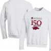 Champion Men's White Arkansas Razorbacks 150th Anniversary Pullover Sweatshirt -Deals Arizona Wildcats Store DSCO1136777509 3550