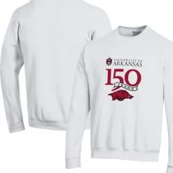 Champion Men's White Arkansas Razorbacks 150th Anniversary Pullover Sweatshirt -Deals Arizona Wildcats Store DSCO1136777509 3550 ALT1