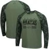 Men's Colosseum Olive/Camo Arkansas Razorbacks OHT Military Appreciation Raglan Long Sleeve T-Shirt