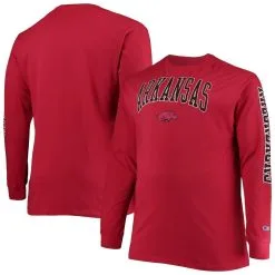 Champion Men's Cardinal Arkansas Razorbacks Big & Tall 2-Hit Long Sleeve T-Shirt