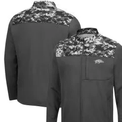 Colosseum Men's Charcoal Arkansas Razorbacks OHT Military Appreciation Digi Camo Full-Zip Jacket