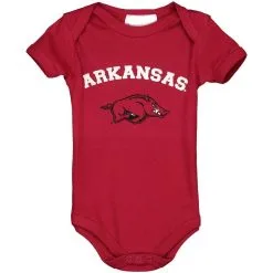 Two Feet Ahead Infant Cardinal Arkansas Razorbacks Arch & Logo Bodysuit