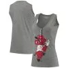 Original Retro Brand Women's Heathered Gray Arkansas Razorbacks Relaxed Henley Tri-Blend V-Neck Tank Top -Deals Arizona Wildcats Store DSCO1137450765 1927