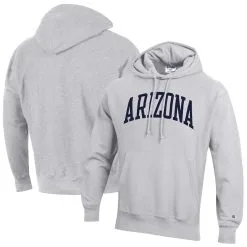 Champion Men's Heathered Gray Arizona Wildcats Team Arch Reverse Weave Pullover Hoodie