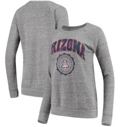 Pressbox Women's Heathered Gray Arizona Wildcats Edith Vintage Knobi Pullover Sweatshirt