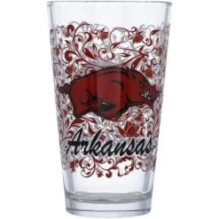 Indigo Falls Arkansas Razorbacks 16oz. Floral Pint Glass