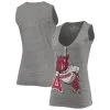 Original Retro Brand Women's Heathered Gray Arkansas Razorbacks Relaxed Henley Tri-Blend V-Neck Logo Tank Top -Deals Arizona Wildcats Store DSCO1140295926 1927
