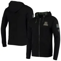 Colosseum Men's Black Arizona Wildcats OHT Military Appreciation Waffle Full-Zip Hoodie