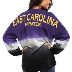 Spirit Jersey Women's Purple East Carolina Pirates Ombre Long Sleeve Dip-Dyed