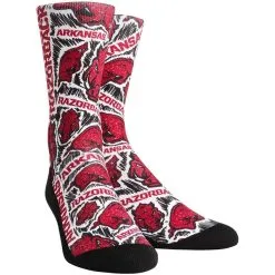 Rock Em Socks Women's Arkansas Razorbacks Logo Sketch Crew Socks