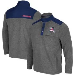Men's Colosseum Heathered Charcoal/Navy Arizona Wildcats Huff Snap Pullover -Deals Arizona Wildcats Store DSCO1142289278 4135 ALT1