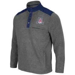 Men's Colosseum Heathered Charcoal/Navy Arizona Wildcats Huff Snap Pullover -Deals Arizona Wildcats Store DSCO1142289278 4135 ALT2