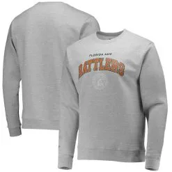 Deals Arizona Wildcats Store 29 Mitchell & Ness Men's Heathered Gray Florida A&M Rattlers Classic Arch Pullover Sweatshirt