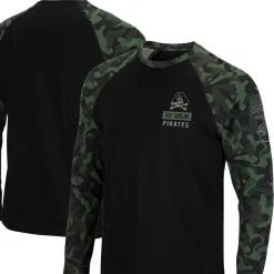 Colosseum Men's Black ECU Pirates OHT Military Appreciation Camo Raglan Long Sleeve T-Shirt