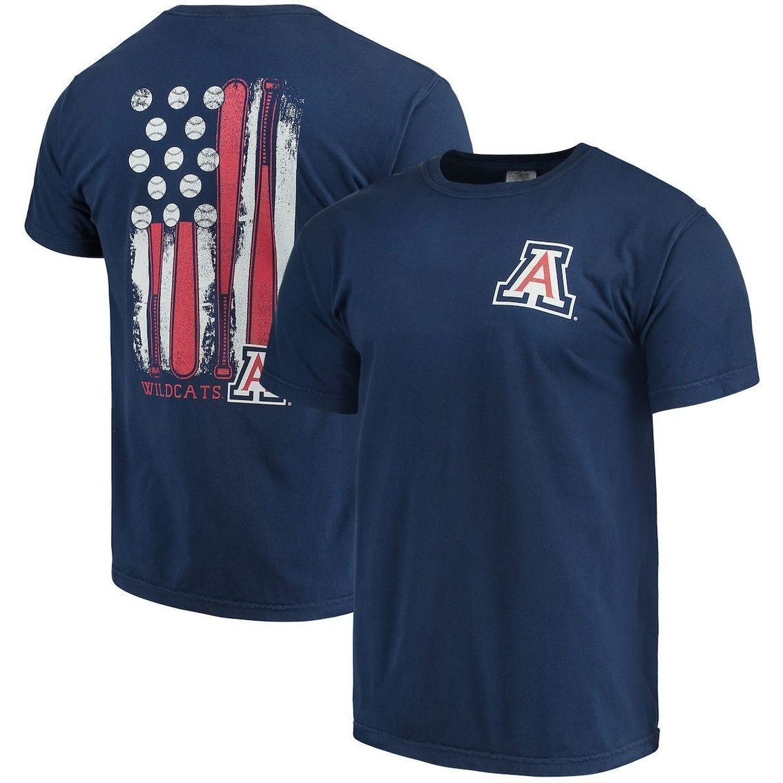 Image One Men's Navy Arizona Wildcats Baseball Flag Comfort Colors T-Shirt 4 Image One Men's Navy Arizona Wildcats Baseball Flag Comfort Colors T-Shirt - Image 2