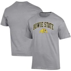 Champion Men's Gray Bowie State Bulldogs Arch Over Logo T-Shirt