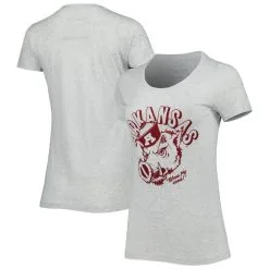 Homefield Women's Ash Arkansas Razorbacks Vintage Wooo Pig Sooie Tri-Blend T-Shirt