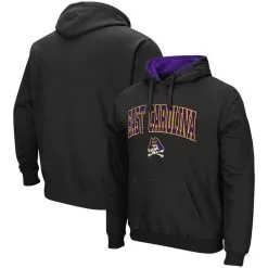 Colosseum Men's Black ECU Pirates Arch And Logo Pullover Hoodie