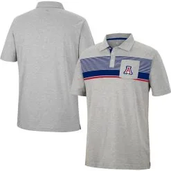 Colosseum Men's Heathered Gray Arizona Wildcats Golfer Pocket Polo