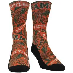 Rock Em Socks Women's Florida A&M Rattlers Logo Sketch Crew Socks