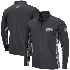 Colosseum Men's Charcoal Arkansas Razorbacks OHT Military Appreciation Digi Camo Quarter-Zip Jacket