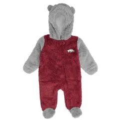Outerstuff Newborn Cardinal/Gray Arkansas Razorbacks Game Nap Teddy Fleece Bunting Full-Zip Sleeper