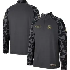Colosseum Men's Charcoal Arizona Wildcats OHT Military Appreciation Long Range Raglan Quarter-Zip Jacket