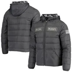 Colosseum Men's Charcoal Arizona Wildcats OHT Military Appreciation Digital Camo Detail Full-Zip Puffer Jacket