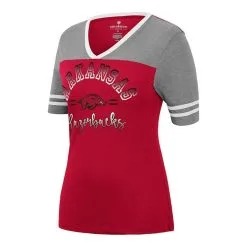 Colosseum Women's Cardinal/Heathered Gray Arkansas Razorbacks There You Are V-Neck T-Shirt -Deals Arizona Wildcats Store DSCO1146364098 4633 ALT2
