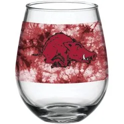 Indigo Falls Arkansas Razorbacks 15oz. Vintage Tie-Dye Stemless Wine Glass -Deals Arizona Wildcats Store DSCO1146830482 INDINC ALT2