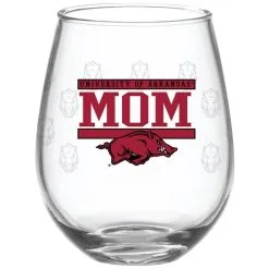 Indigo Falls Arkansas Razorbacks 15oz. Mom Stemless Wine Glass