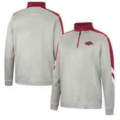 Colosseum Men's Gray/Cardinal Arkansas Razorbacks Bushwood Fleece Quarter-Zip Jacket -Deals Arizona Wildcats Store DSCO1147246363 1927 ALT1