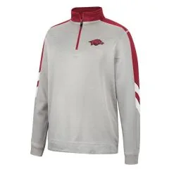 Colosseum Men's Gray/Cardinal Arkansas Razorbacks Bushwood Fleece Quarter-Zip Jacket -Deals Arizona Wildcats Store DSCO1147246363 1927 ALT2