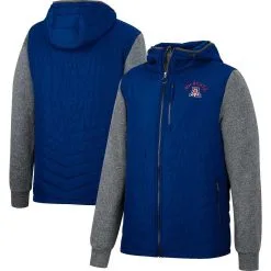 Colosseum Men's Navy/Charcoal Arizona Wildcats Course Herringbone Full-Zip Hoodie