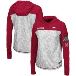 Colosseum Women's Gray/Cardinal Arkansas Razorbacks OHT Military Appreciation Mission Arctic Camo Hoodie Long Sleeve T-Shirt -Deals Arizona Wildcats Store DSCO1147740361 EJ32 ALT1