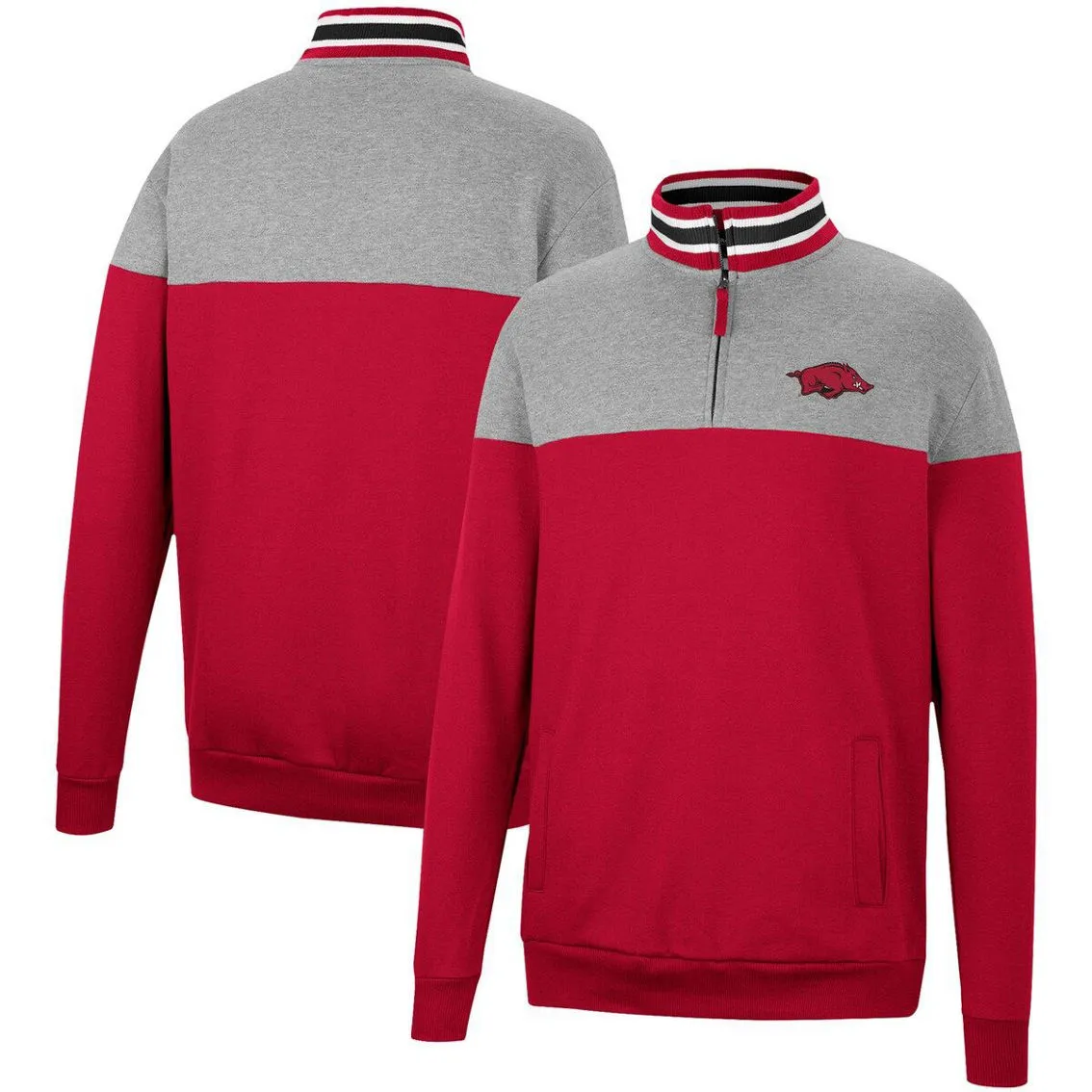 Colosseum Men's Cardinal/Heather Gray Arkansas Razorbacks Be The Ball Quarter-Zip Top 4 Colosseum Men's Cardinal/Heather Gray Arkansas Razorbacks Be The Ball Quarter-Zip Top - Image 2