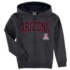 Colosseum Youth Charcoal Arizona Wildcats Applique Arch & Logo Full-Zip Hoodie