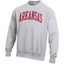 Champion Men's Heathered Gray Arkansas Razorbacks Arch Reverse Weave Pullover Sweatshirt -Deals Arizona Wildcats Store DSCO1148307436 1927 ALT2