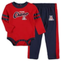 Outerstuff Infant Red/Navy Arizona Wildcats Little Kicker Long Sleeve Bodysuit And Sweatpants Set