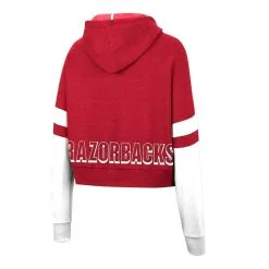 Colosseum Women's Cardinal Arkansas Razorbacks Throwback Stripe Arch Logo Cropped Pullover Hoodie -Deals Arizona Wildcats Store DSCO1148308160 4633 ALT3