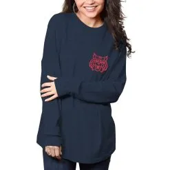 Women's Pressbox Navy Arizona Wildcats The Big Shirt Oversized Long Sleeve T-Shirt -Deals Arizona Wildcats Store DSCO1148309682 1320 ALT2