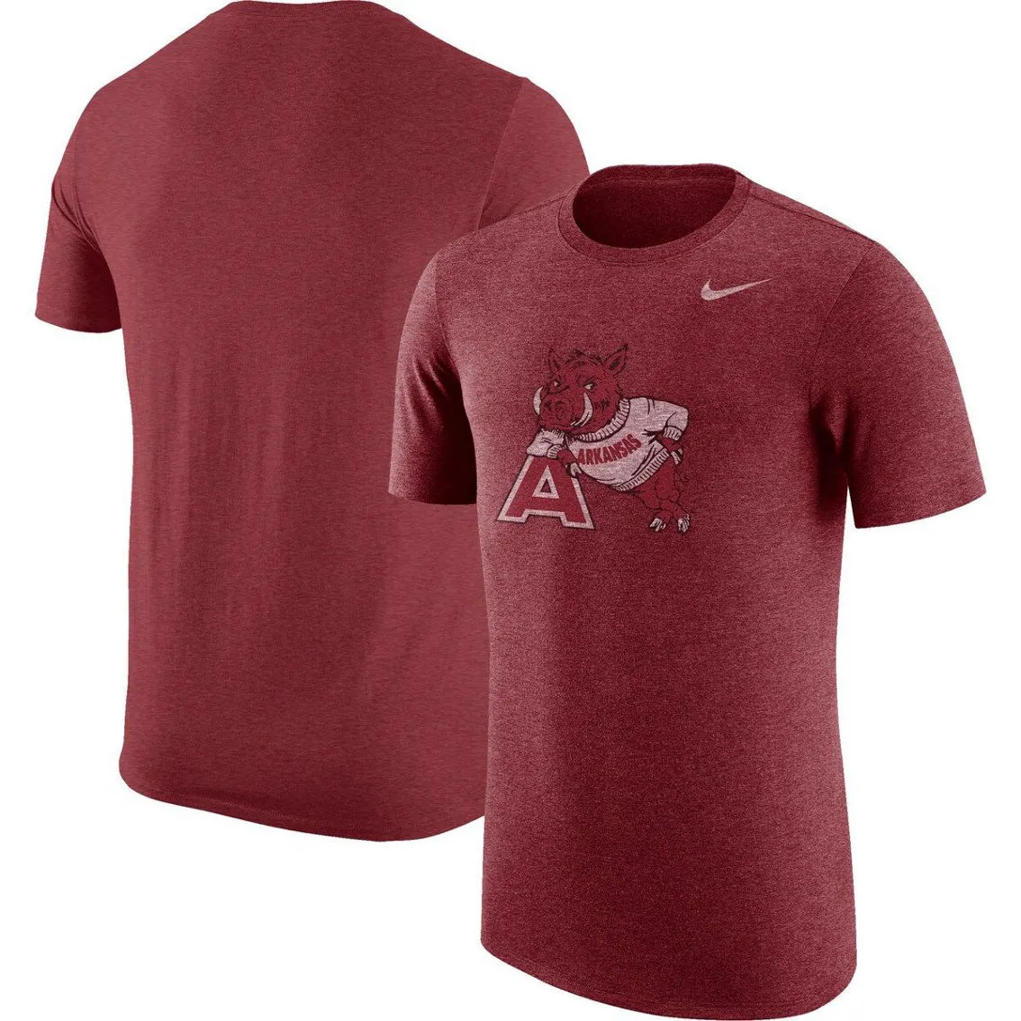 Men's Nike Heathered Cardinal Arkansas Razorbacks Vintage Logo Tri-Blend T-Shirt 4 Men's Nike Heathered Cardinal Arkansas Razorbacks Vintage Logo Tri-Blend T-Shirt - Image 2