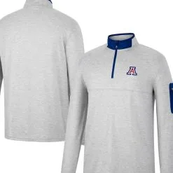 Colosseum Men's Heathered Gray/Navy Arizona Wildcats Country Club Windshirt Quarter-Zip Jacket