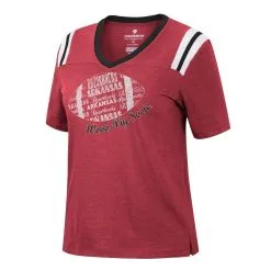 Women's Colosseum Heathered Cardinal Arkansas Razorbacks 15 Min Early Football V-Neck T-Shirt -Deals Arizona Wildcats Store DSCO1148312092 4633 ALT2