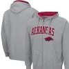 Colosseum Men's Heathered Gray Arkansas Razorbacks Arch & Logo 3.0 Full-Zip Hoodie -Deals Arizona Wildcats Store DSCO1148314689 1927