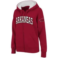 Colosseum Women's Cardinal Arkansas Razorbacks Arched Name Full-Zip Hoodie