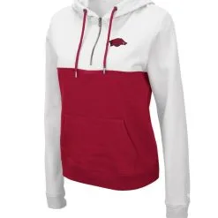 Colosseum Women's White/Cardinal Arkansas Razorbacks Aidan Half-Zip Hoodie -Deals Arizona Wildcats Store DSCO1148317856 3550 ALT2